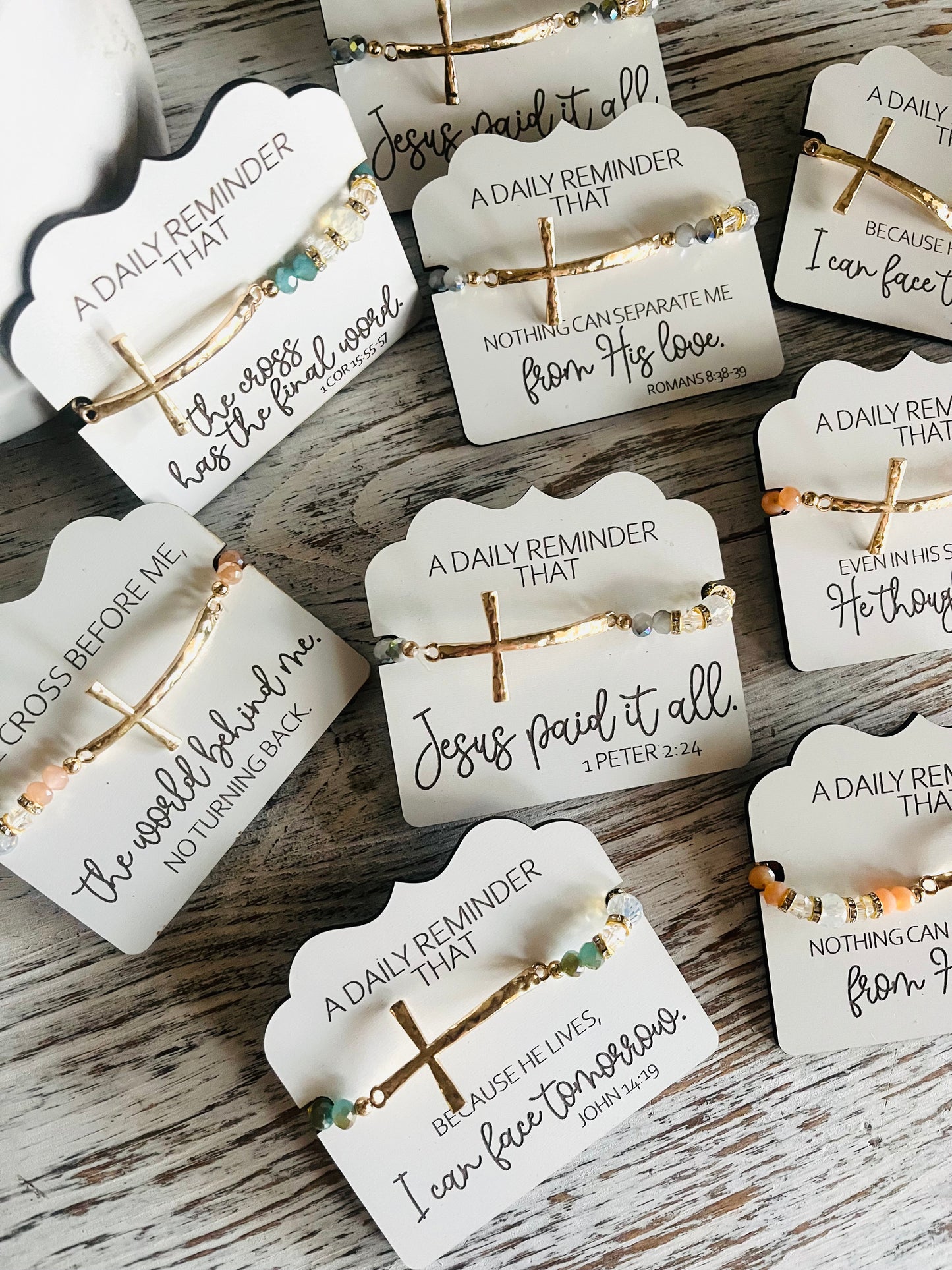Hammered Cross Bracelet + Encouragment Card