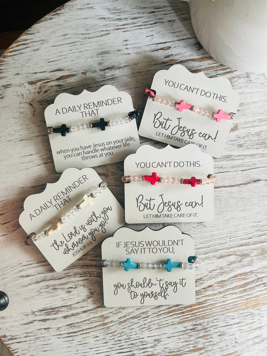 Beaded Cross Bracelet + Encouragment Card