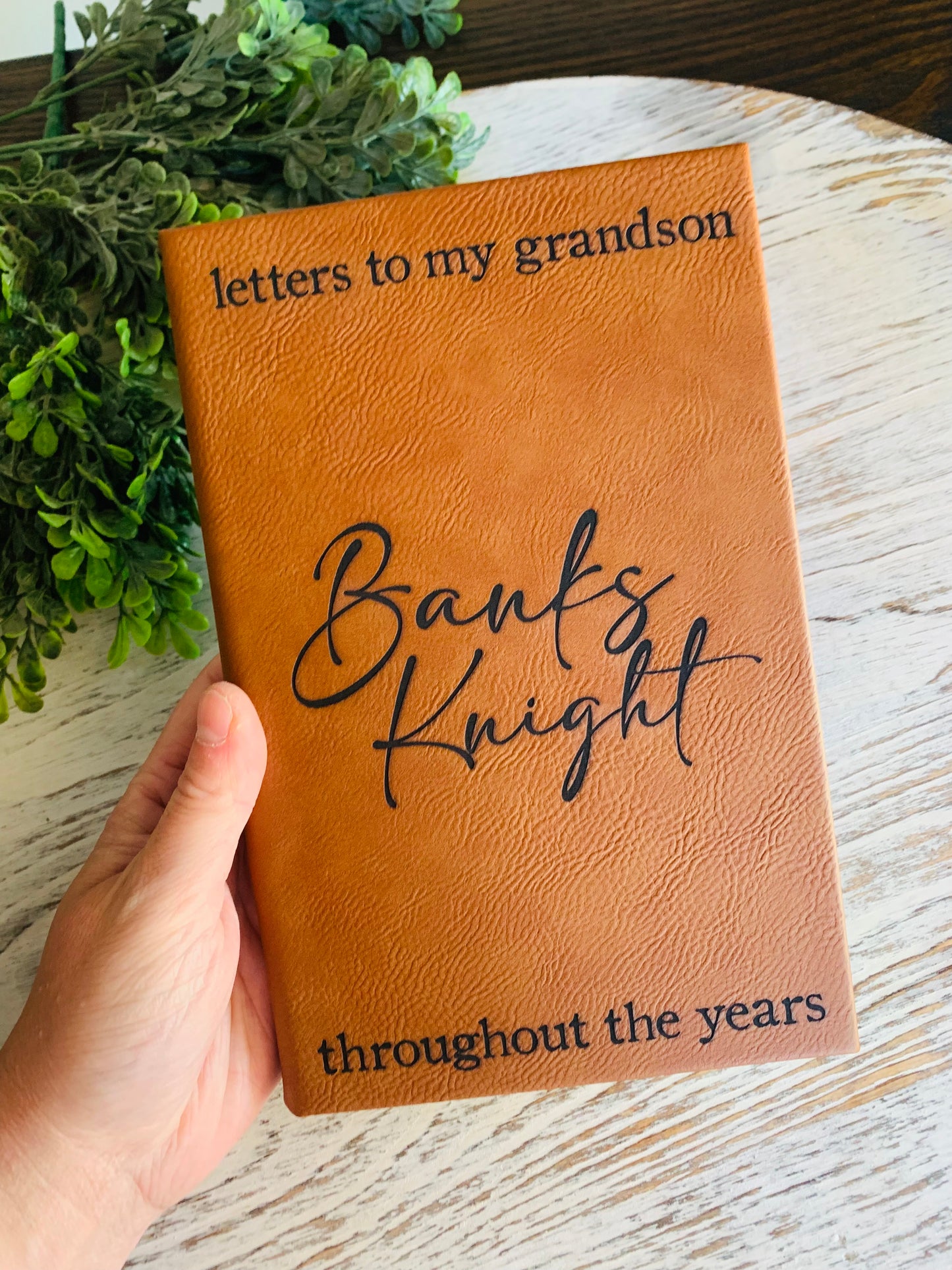 Letters to My Grandkids - Engraved Leather Journal with Custom Name